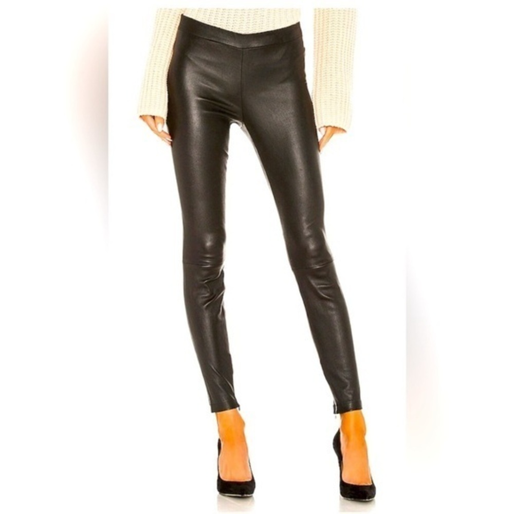VINCE Brown Leather Leggings, XS